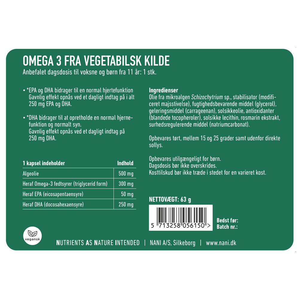 Alge Omega 3 – 90 kapsler