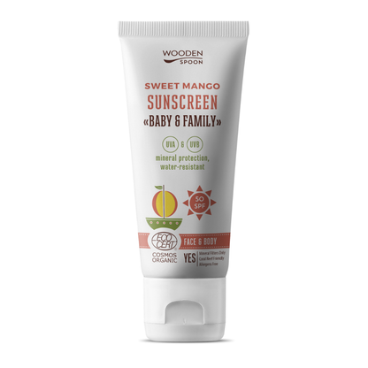 PREORDER: Vistfrøðiligt sólkrem til børn og vaksin - Sweet Mango - 50 SPF